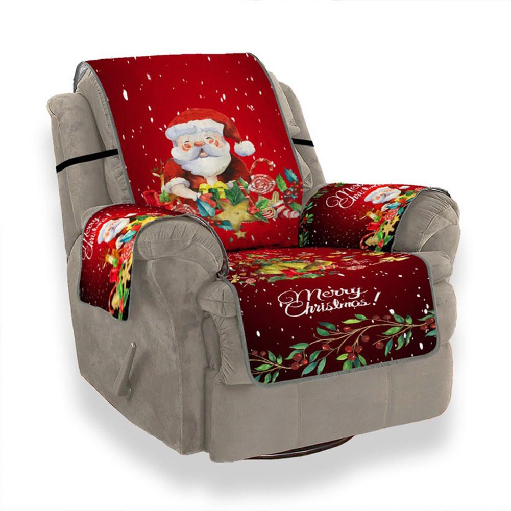 Jul 3d digital trykt sofa støvtæt betræk sofa beskyttende betræk maskine vaskbar sofa betræk juledekoration: Rød
