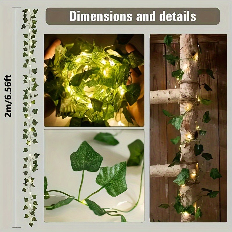 Guirnalda de luces de hojas verdes, 5/10M, hiedra Artificial, vid, Hada de navidad, jardín de hadas, decoración de boda, luces de cadena