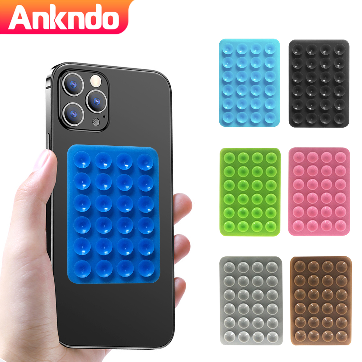 ANKNDO 3/5PCS Naklejka na tył Uchwyt na telefon z przyssawką Silikonowa podkładka pod kubek Stojak ścienny na smartfon do szklanych płytek ceramicznych Gładkie ściany