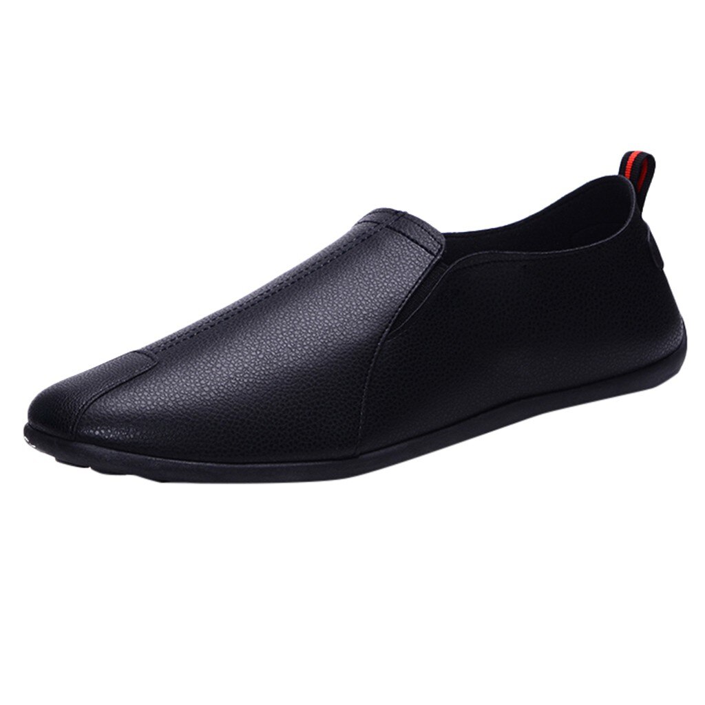 causal men shoes Leather Casual Slip-On Breathable Driving Boat Shoes Dress Shoes sapato social masculino #y2: Black / 7