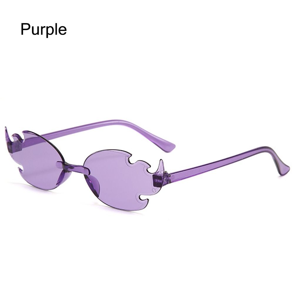 Gafas de sol coloridas con forma de llama de fuego, gafas de sol divertidas sin montura, gafas de Cosplay de para mujeres y hombres: Rosa