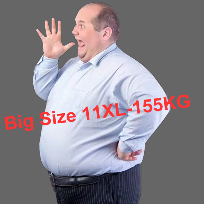 Plus Size 11XL 10XL 9XL Men's Social Shirt Long Sleeve Slim Fit Business Classic Basic White Formal Dress Shirts Man Clothes