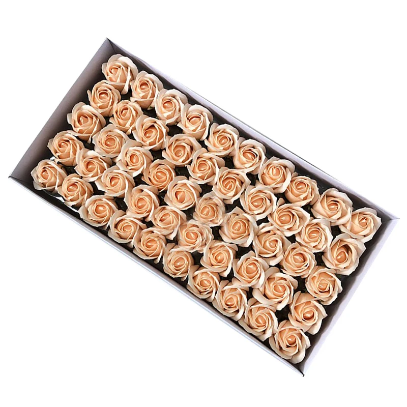 50 stks/partij Kunstbloem Rozen Hoofden Dia4.5cm Schoonheid Bruiloft Valentijnsdag Cadeau Rozen Boeket Thuis Party Decoratie Bloemen: Blauw