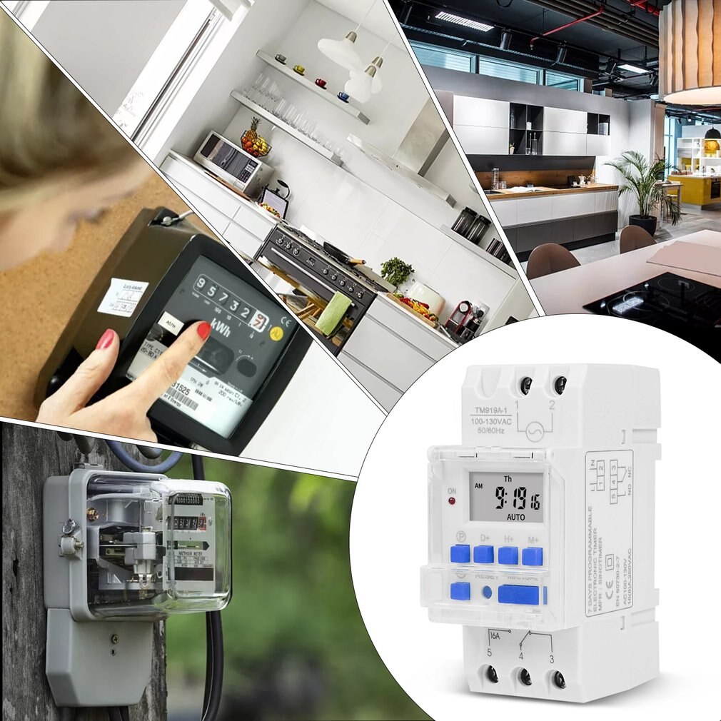 Electronic Weekly 7 Days Programmable Digital TIME Relay Timer Switch Control AC 110V 220V 12V 24V 5V 16A Din Rail Mount THC15A