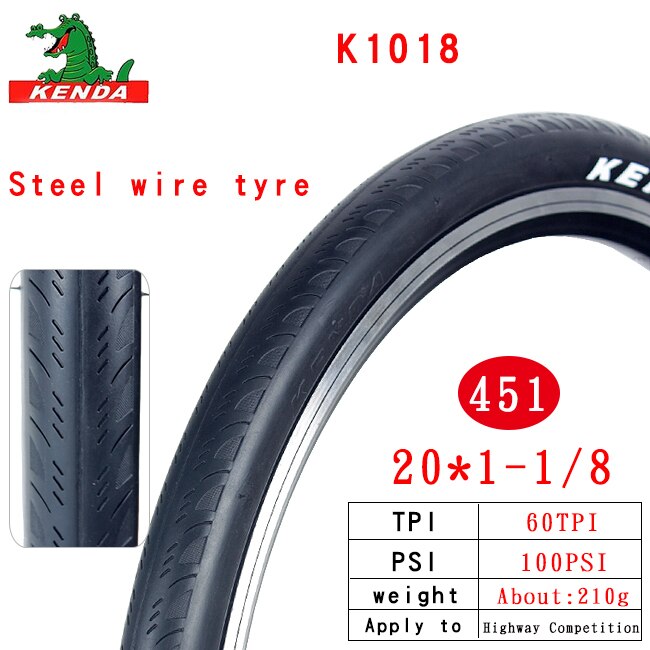 KENDA Bicycle Tire K1018 451 20*1 1/8 Puncture Prevention 700C 700*23C 25C 60TPI dead flying road vehicle Bicycle folding t: 20X1 1 8 60TPI