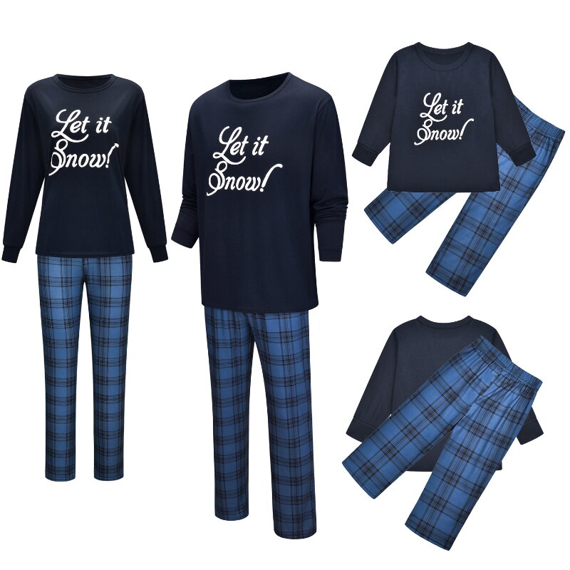 Familie kerst pyjama's, bijpassende familiekleding, lange mouwen, briefprint, familielook, moeder dochter, vader zoon, bijpassende pyjama's: Kind 7-8t