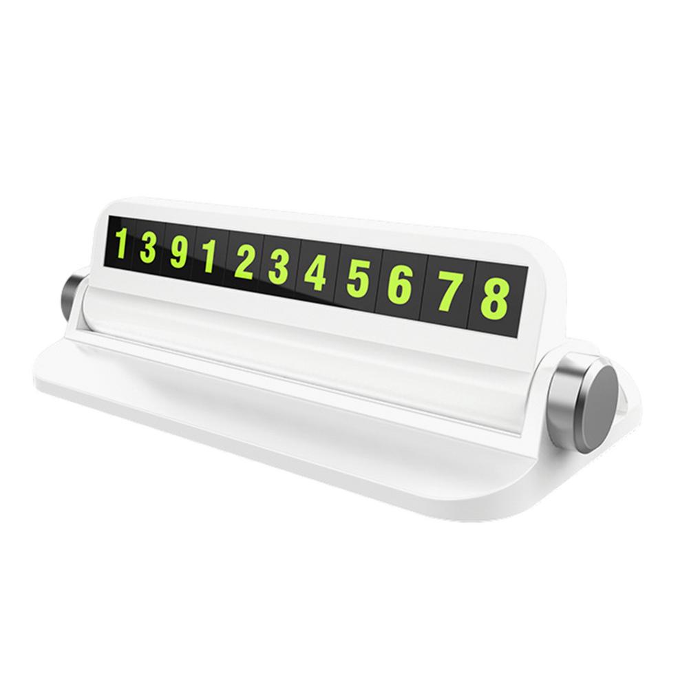 6 In 1 Lichtgevende Auto Parking Nummerplaat Auto Tijdelijke Parkeerkaart Sticker Auto Tijdelijke Stop Teken Telefoon Houder Card inserter: WHITE