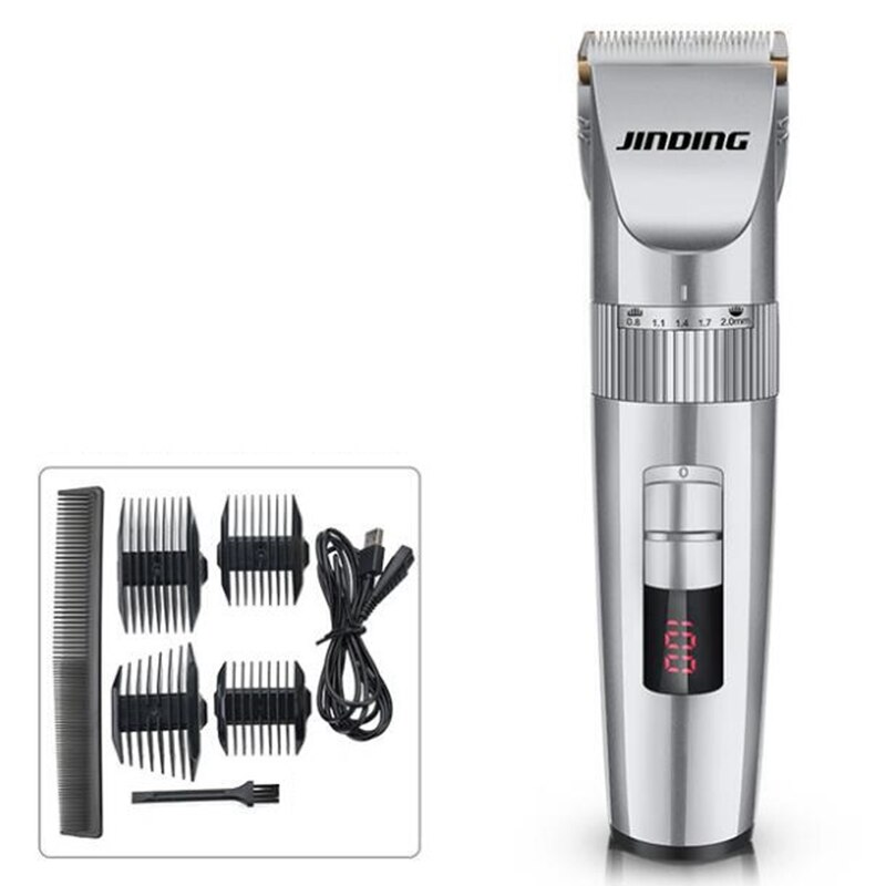 lithium battery titanium ceramic blade hair clipper Rechargeable Hair Trimmer hair cutting machine style Tools: Silver