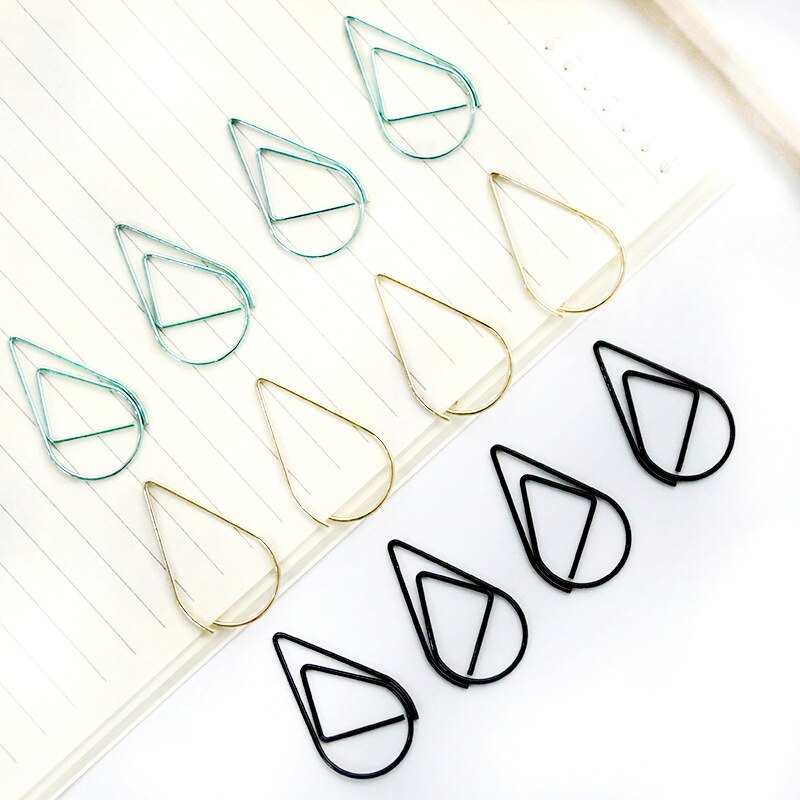 10 pcs/lot mignon Rose or liant Clips Kawai trombone gouttes d'eau métal pinces pour Message bureau fournitures scolaires