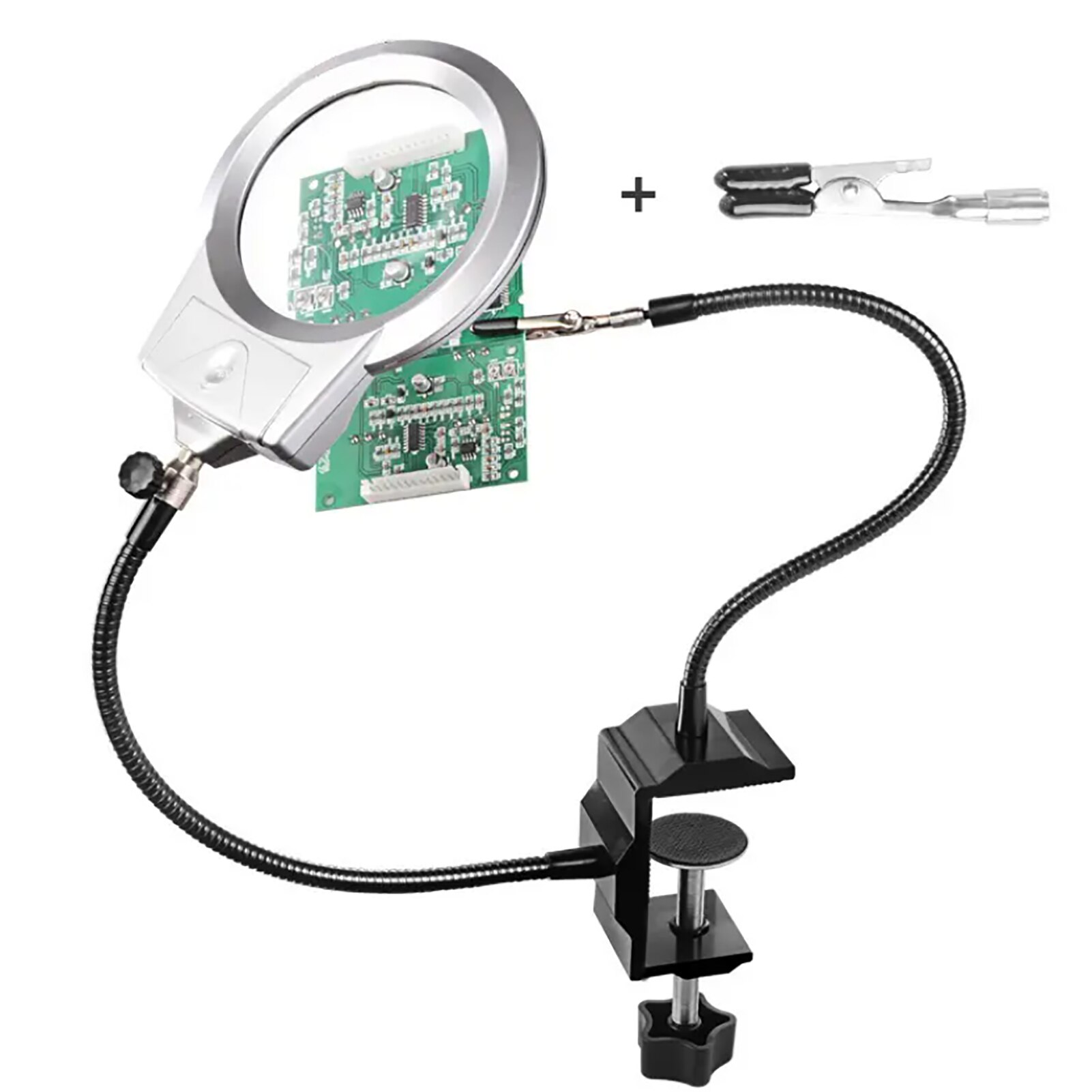 Third Arm Soldering Station 4X/6X Magnifier Flexible Arms Bench Soldering Holder Helping Hands For Repairing Welding Tool