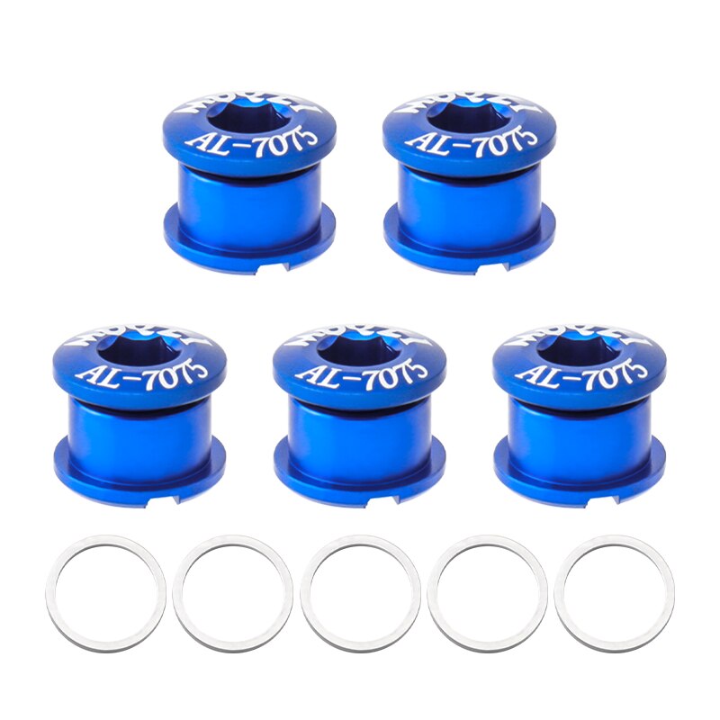 Tornillos para bielas de bicicleta, Tuercas para bielas de aleación de aluminio, superligeras, doble disco, 5 uds.: Single Blue-1mm