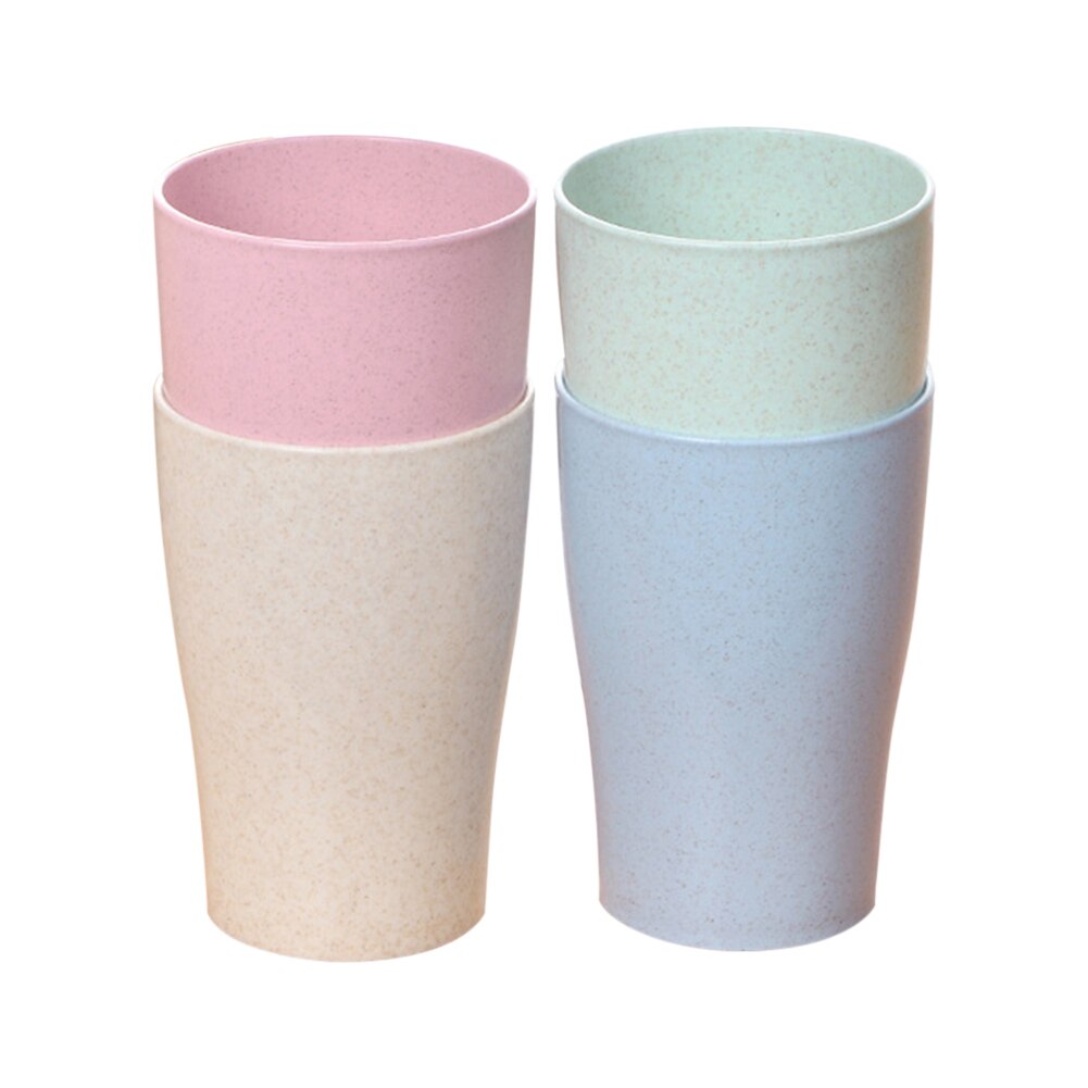 Wheat Straw Cup 4 Pcs Unbreakable And Reusable Drinking Cups 17 Oz Eco Friendly Healthy Tumbler Set For Milk Juice And Water Dishwasher Safe