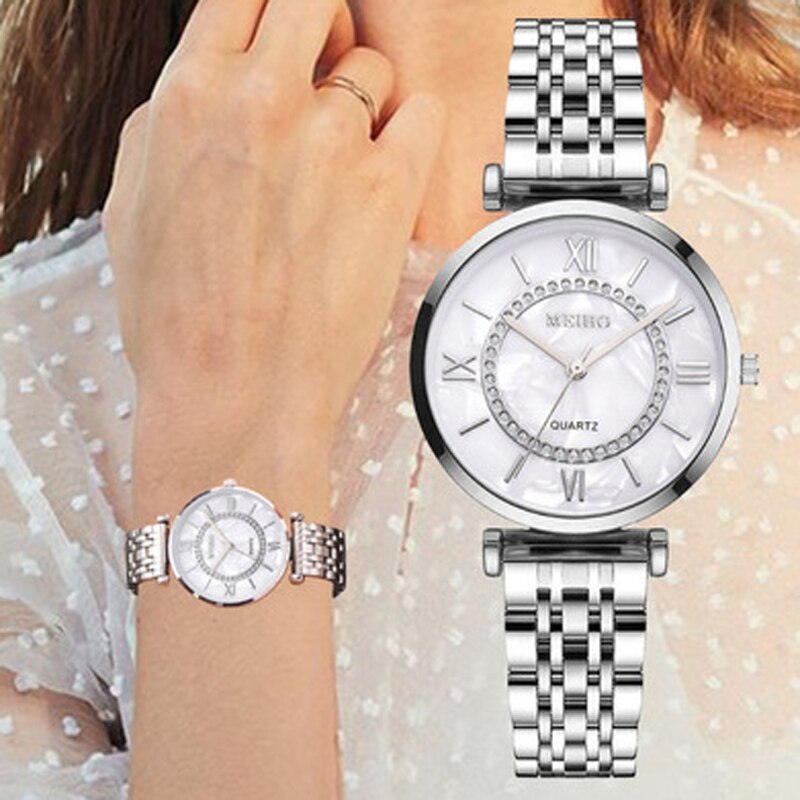 Rvs Quartz Horloges Voor Vrouwen Met Diamant Versieren Vrouwen Polshorloge Dames Horloges