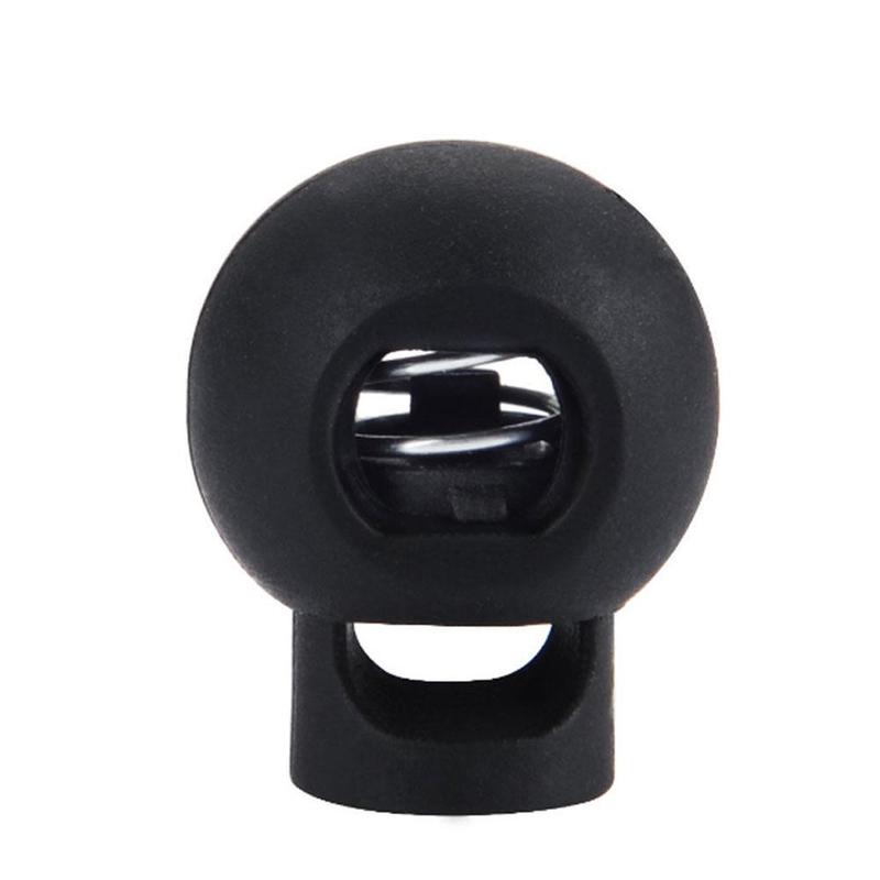 Factory Supply Spring Loaded Plastic Round Toggle Stopper Cord Locks End Adjuster Fastener Black
