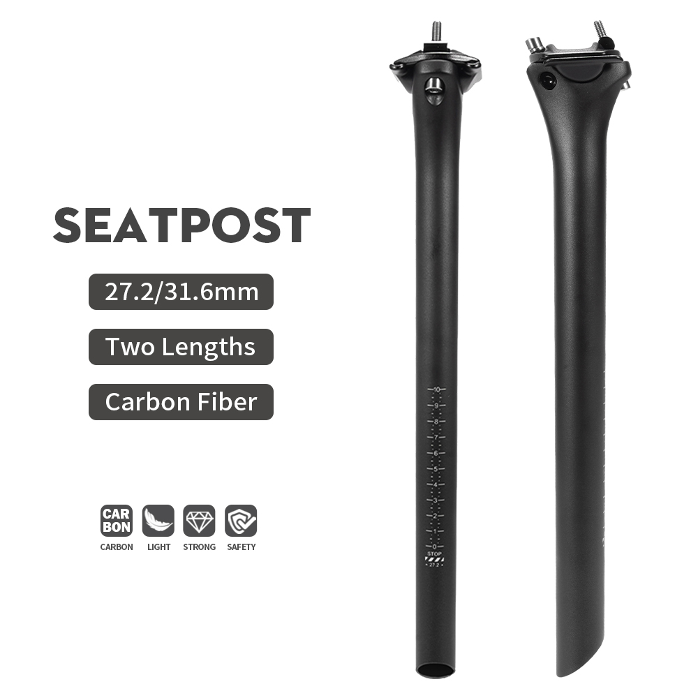 Toseek c70 sem logotipo selim de carbono peso leve 27.2/31.6mm preto fosco mtb bicicleta estrada espigão tubo assento peças da bicicleta
