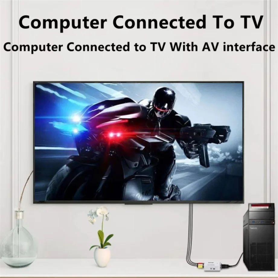 VGA naar AV-converter RCA AV naar VGA-converter AV-adapter met 3,5 mm audiokabel voor TV Box PC Computer 1080P CVBS naar VGA-converter
