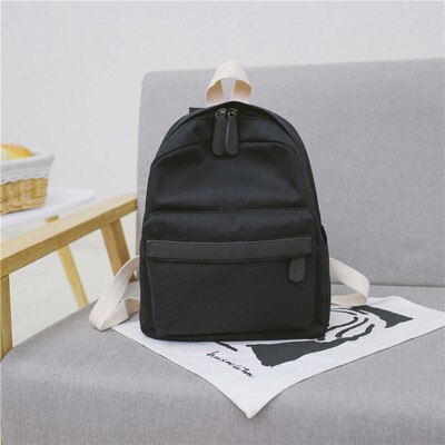 Tiener Canvas Rugzak Gril Jongen Schooltas Softback Effen Kleur Toevallige Zachte Handgreep Mochilas Mujer Escolar Rugzak: Black / Big Size