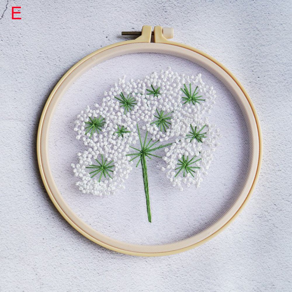 DIY Embroidery Flower Landscape Handwork Needlework for Beginner Cross Stitch kit Ribbon Painting Embroidery Hoop Home Decor: B-E