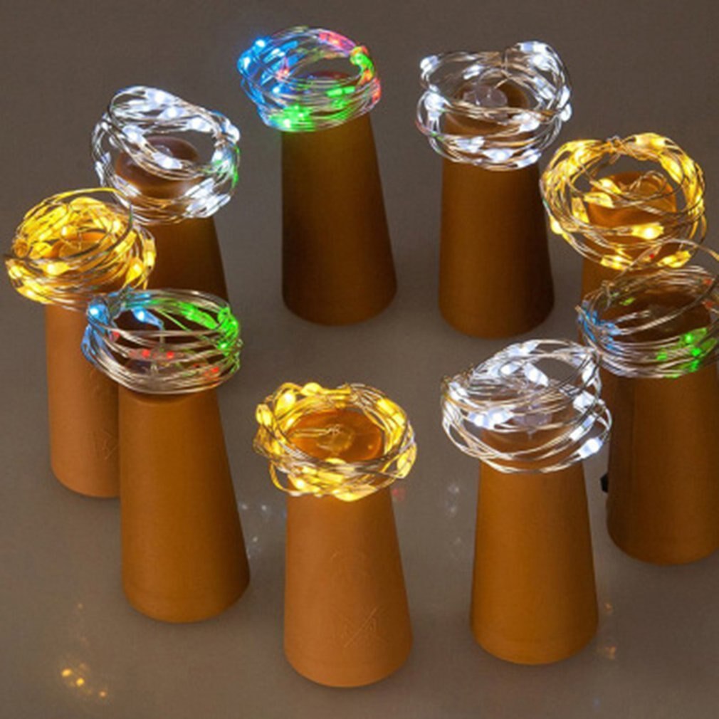 Tapón de botella de vino alimentada por energía Solar, 2 metros, 20 luces LED de cadena en forma de corcho, Lámpara decorativa de jardín para fiestas de Navidad