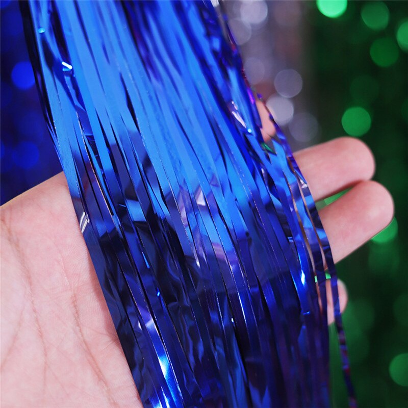 Oropel de flecos de aluminio DIY, cortina, cinta de guirnalda, globos, Baby Shower, cumpleaños, decoraciones bodas fiestas, 1 Uds.: Azul