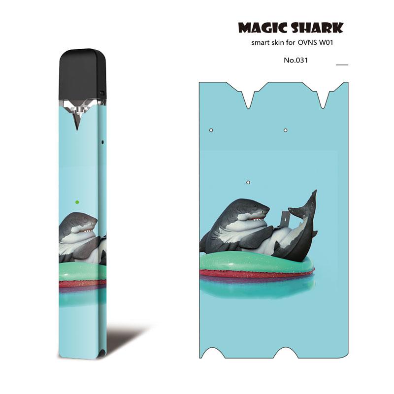 Magie Shark Rhinoceros Tribal Auf die Cartoon PVC Ultra Dünne Film Abdeckung Pod Fall Aufkleber Für OVNS W01 Kit kein Verblassen