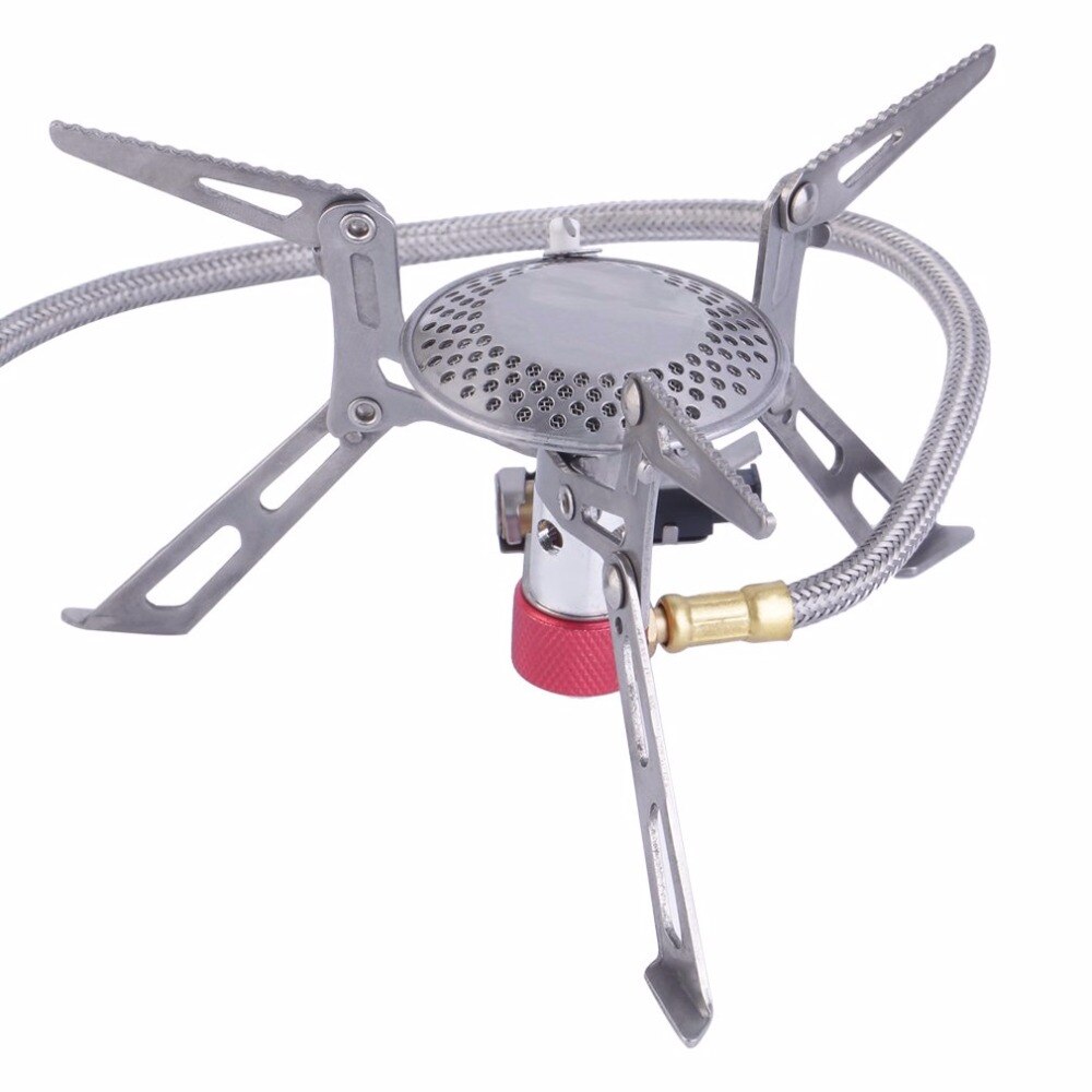 Stainless Steel Gas Stove Ultralight Aluminum Alloy Outdoor Burn Camping Gas Powered Stove With Piezo Lgnition Hiking