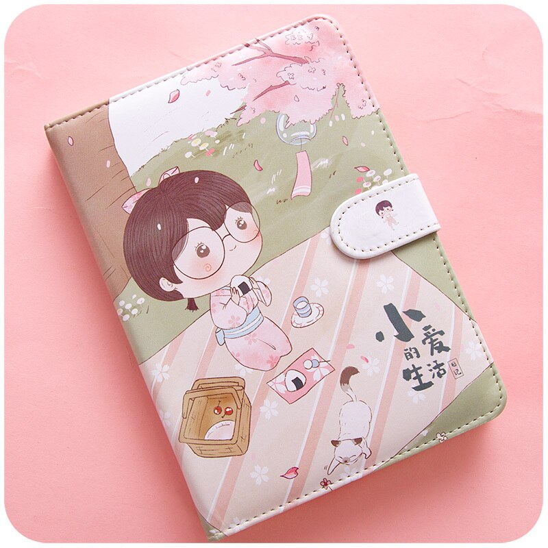 Bloc de notas estampado con forma de fruta, planificador con hebilla magnética, cuaderno de PU, Agenda anual, ilustración de Color, planificación diaria, papelería Kawaii: E