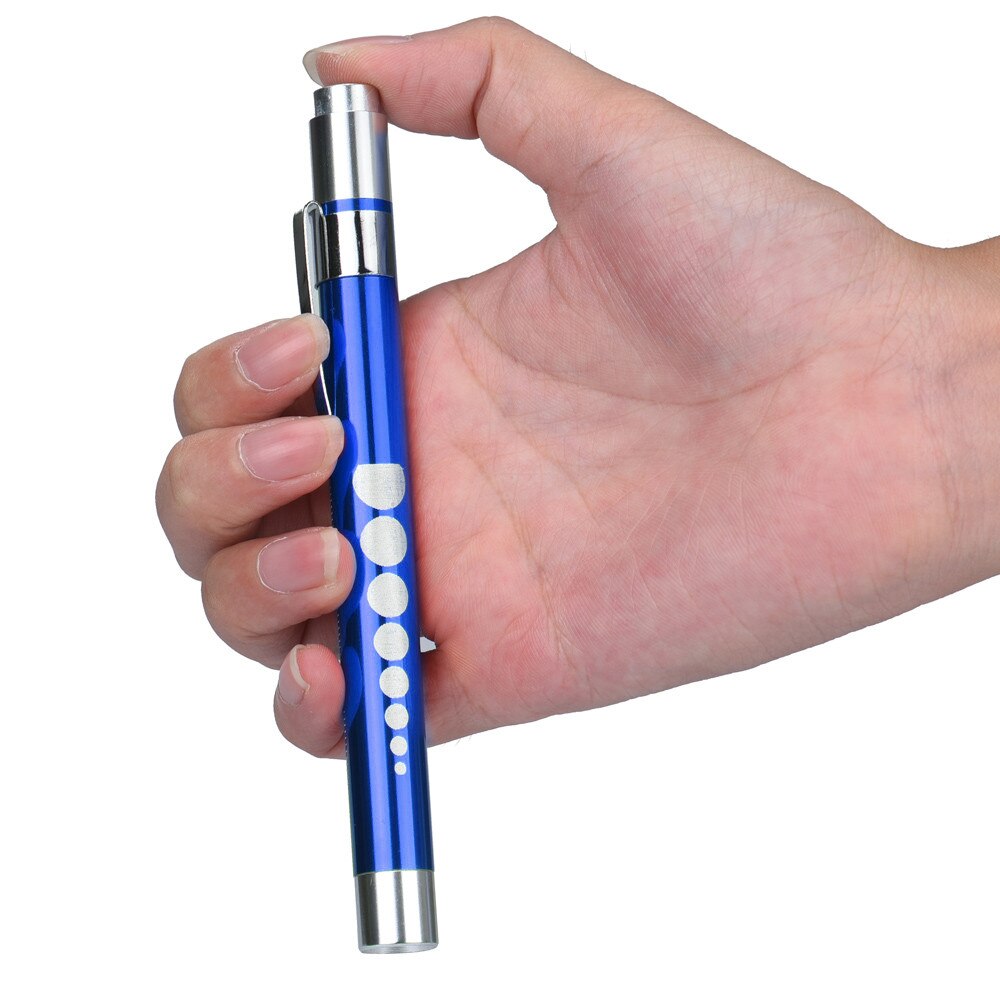 Linterna LED portátil para trabajo médico, pluma de primeros auxilios, lámpara con medidor de pupila, diagnóstico de médico y enfermera: Azul