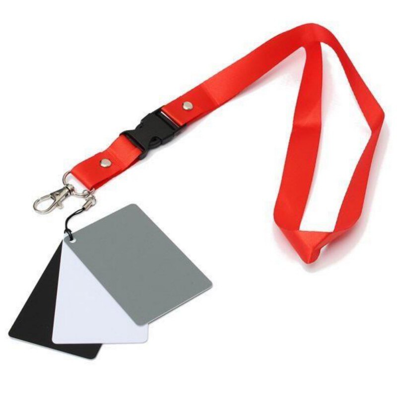 Calibration Camera Checker Gray Card Black Gray White Balance Card 18% Exposure Photography Card Neck Strap