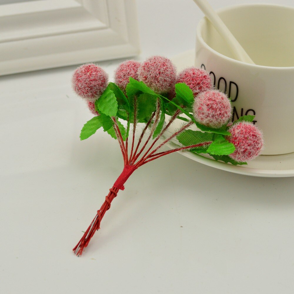 Flores artificiales baratas para decoración de hogar, jardín, boda, corona, , Scrapbooking, manualidades, bolas de pompón de simulación, 6 uds.