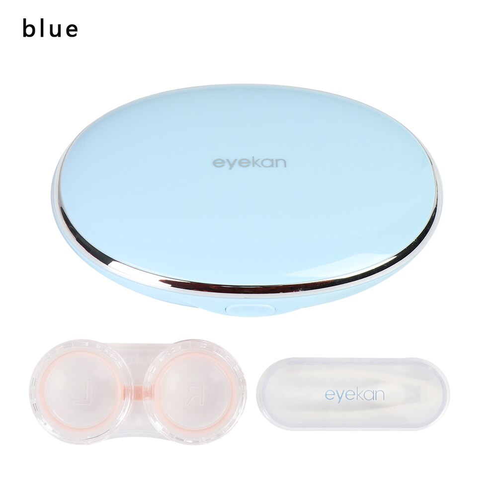 1pc magnetisk induksjon kontaktlinseveske reisebriller linseboks for støtte for beholder for unisex øyepleiesett: Blå