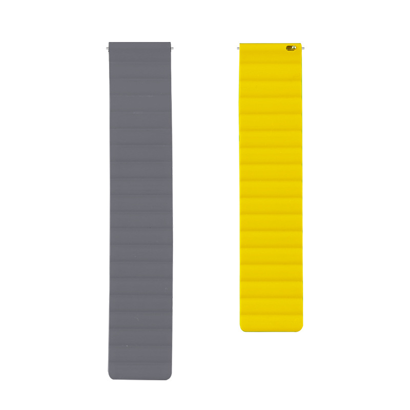 Bracelet en Silicone 20mm 22mm pour Huami Amazfit GTS3 GTS 2e 2 mini / Pace Stratos/ GTR3 GTR/Bip Lite S U, boucle magnétique: 8 Gray yellow / For 22mm