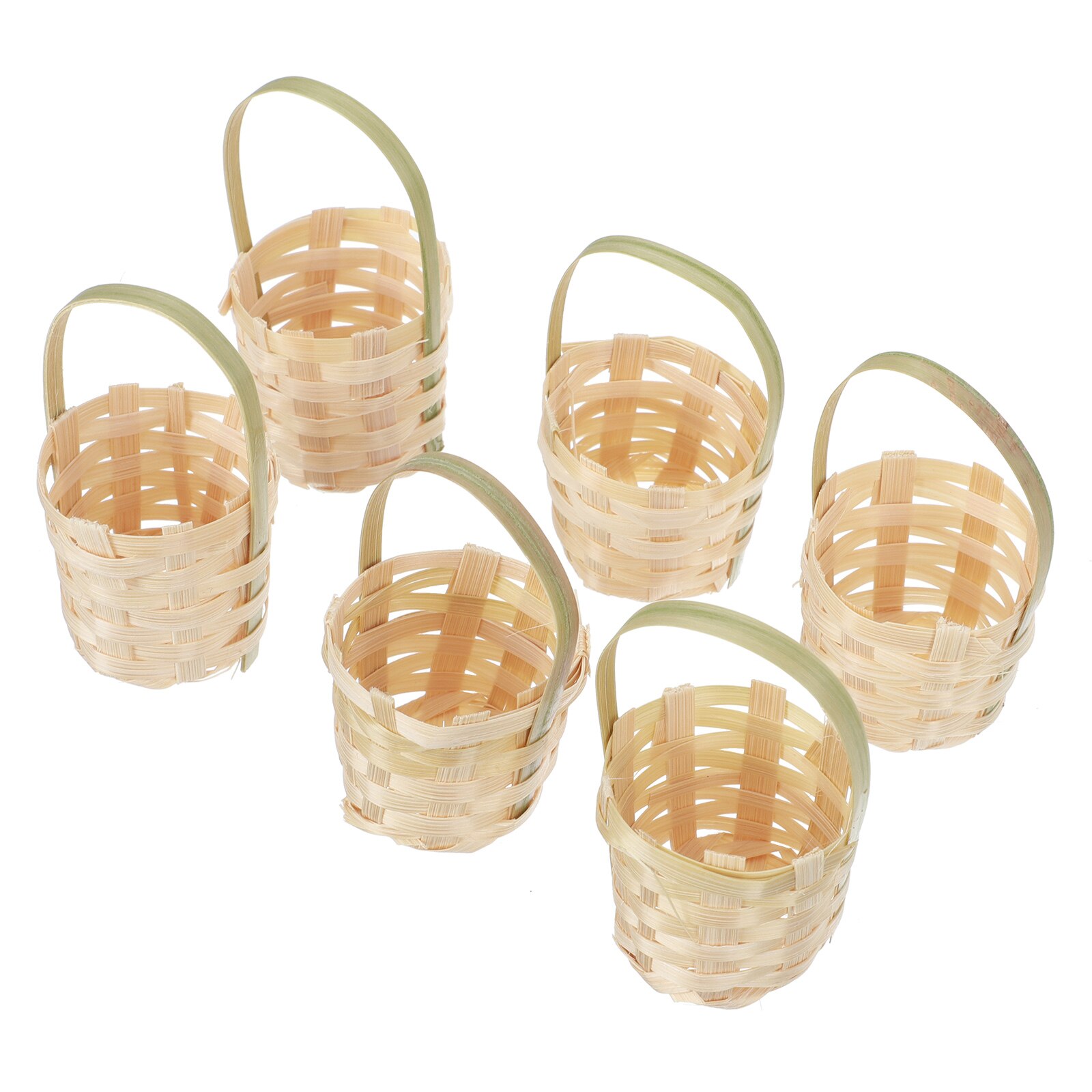 6pcs Hand-woven Small Bamboo Baskets Simple Style Easter Egg Storage Basket