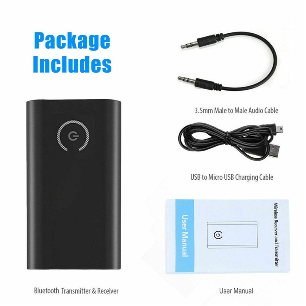 Bluetooth 2-In-1 Receiver Transmitter 3.5mm Jack Aux Audio Bluetooth 5.0 Adapter Compatible Android IOS Phone DVD Player