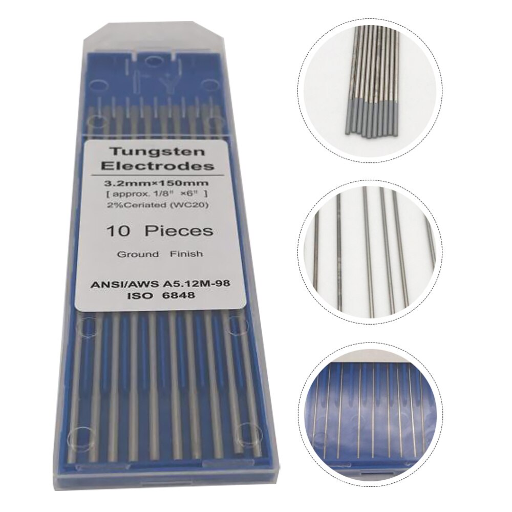 Electrodos de tungsteno duradero Ceriated WT20, electrodo de soldadura para soldadura TIG Arc MIG, 1 paquete: Silver