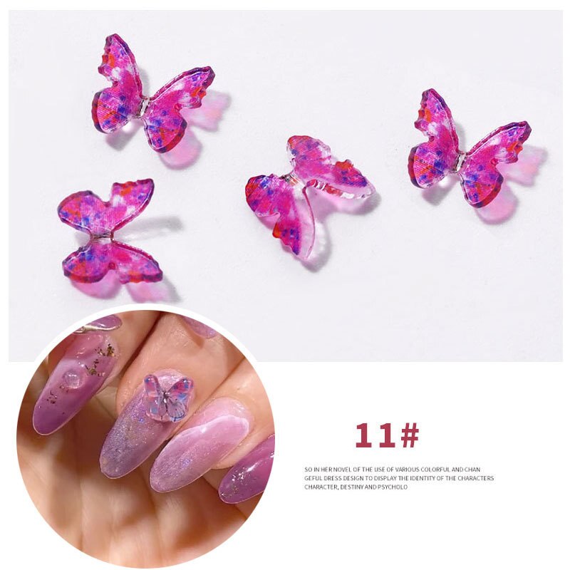 2 pcs/set 15Styles 3D Resin Butterfly Nail Art Decorations Manual Stereo Mini Manicure Butterfly DIY Rhinestones Manicure: 11