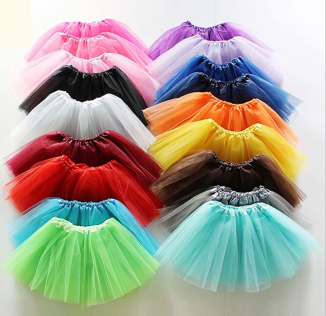 Falda de tutú para niñas, falda translúcida de hilo de red de 3 capas, hermoso color, falda de baile, falda deportiva barata para niñas, 1 unidad