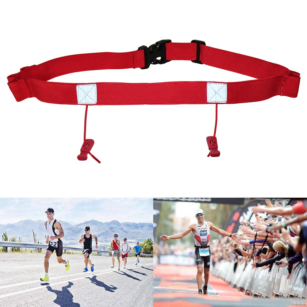 Motor Triathlon Taille Pack Houder Bib Fietsen Running Race Aantal Belt Sport Polyester Outdoor Unisex Reflecterende