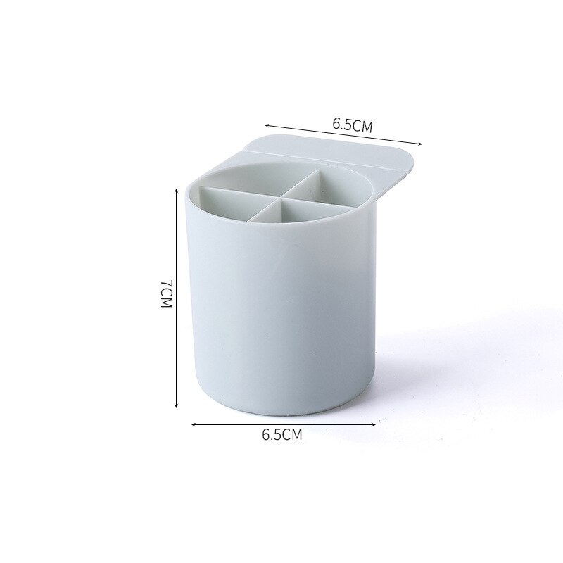 2/4 Grid Desktop Pen Holder Pasteable Hanging Storage Case Office School Plastic Box Desk Pen Pencil Makeup Brush Organizer: B grey