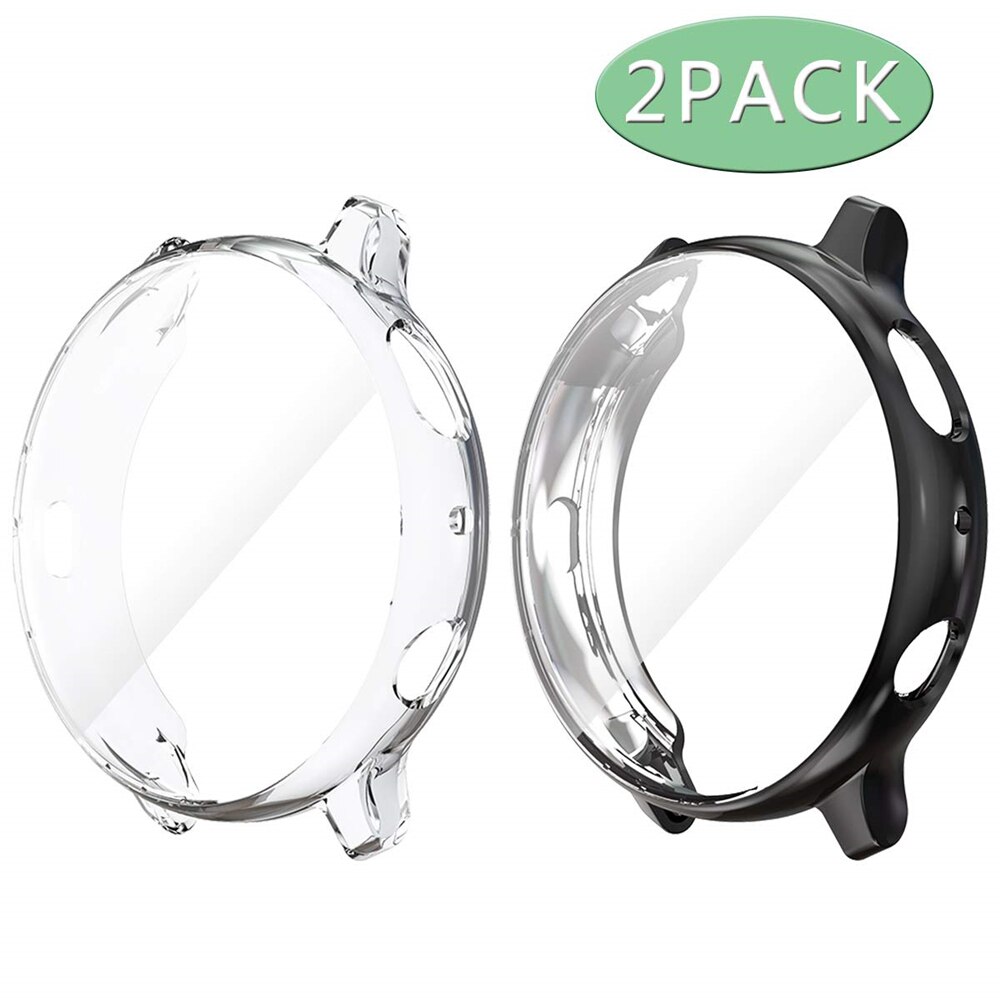 Tpu-hoesje voor galaxy watch active 2, 44mm hoesjes, schermbeschermer, antikras, zachte beschermbumper voor samsung active 2, 40mm hoesje: Helder en zwart / Actief 2 40mm