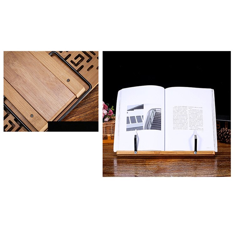 Bamboo Book Stand - Reading Rest holder Cookbook Cook Stand/Foldable Tablet PC textbook/Music Document Stand/Desk Bookrest
