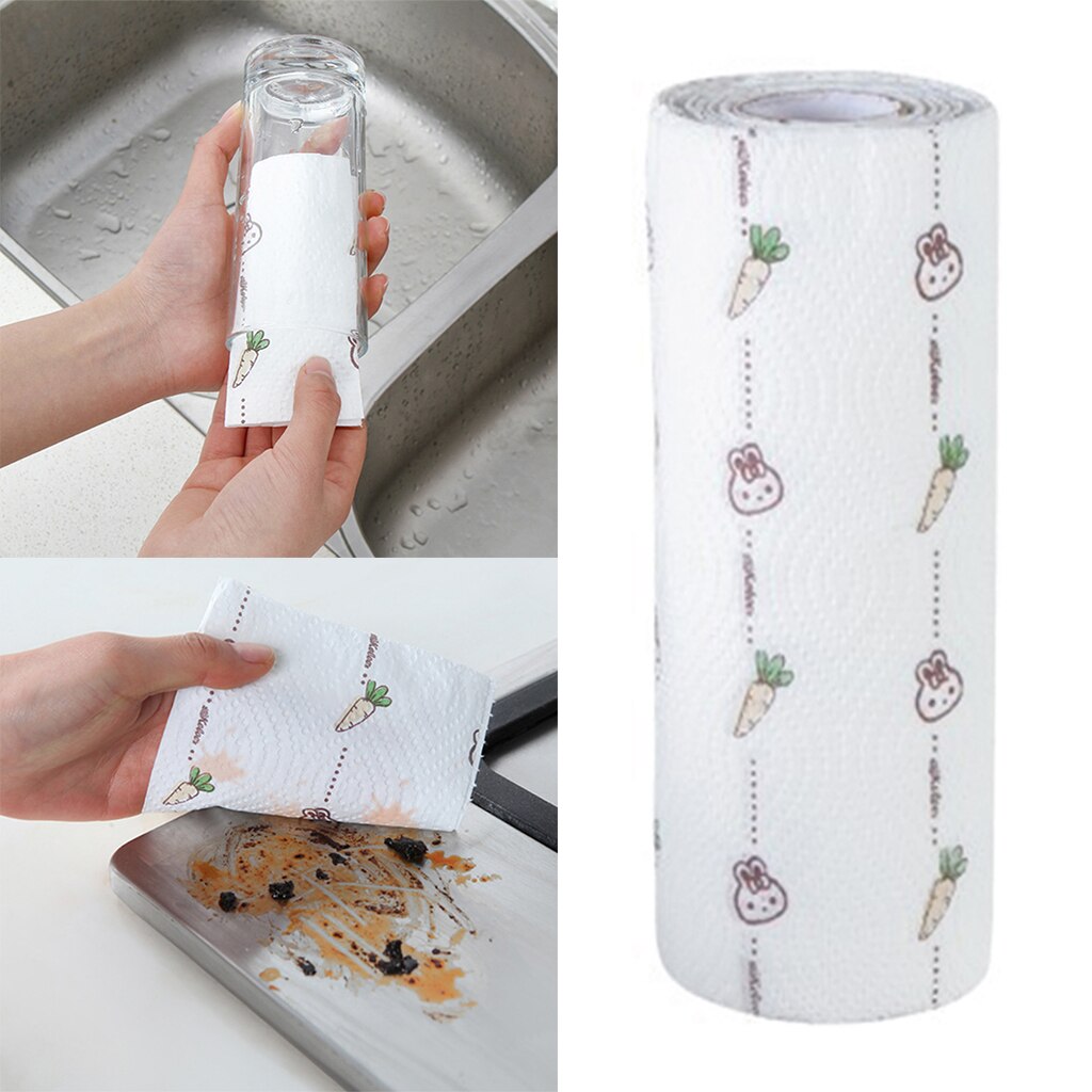 80pcs Disposable Cleaning Paper 2 Layers Kitchen Oil Absorbing Paper Towel Dishcloth