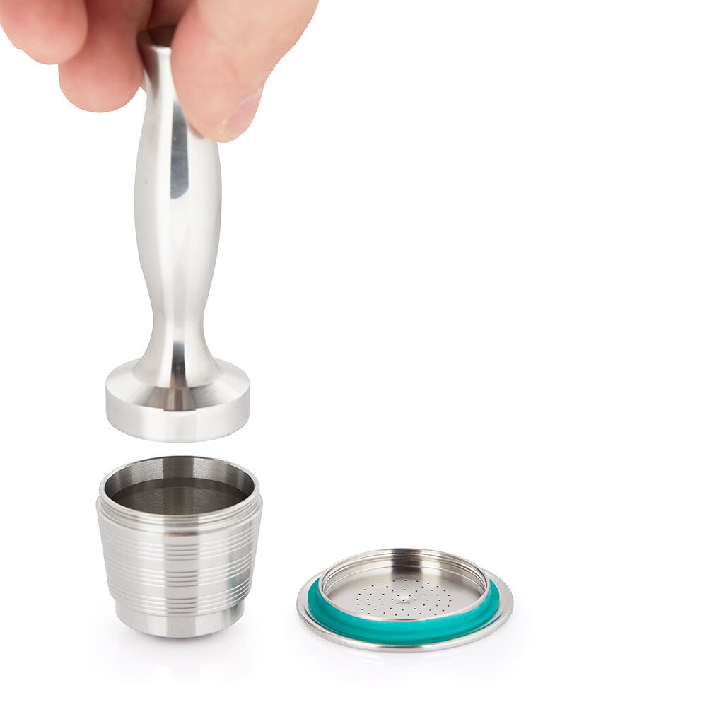 304 stainless steel espresso coffee bean solid powder hammer capsule cup mocha powder pressing appliance set: Round hole set
