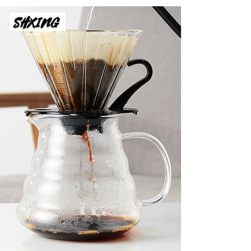 Suit V60 Pour Over Glass Range Coffee Server Carafe Drip Coffee Pot Coffee Kettle Brewer Barista Percolator Clear