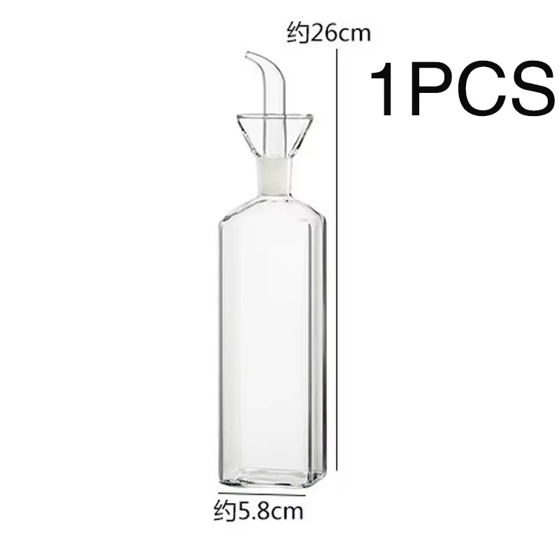 Transparent Glass Oil Bottle with lid Handle Scale Heat-resistant 500/800ml Soy Vinegar Sauce Environmental protection Container: Burgundy