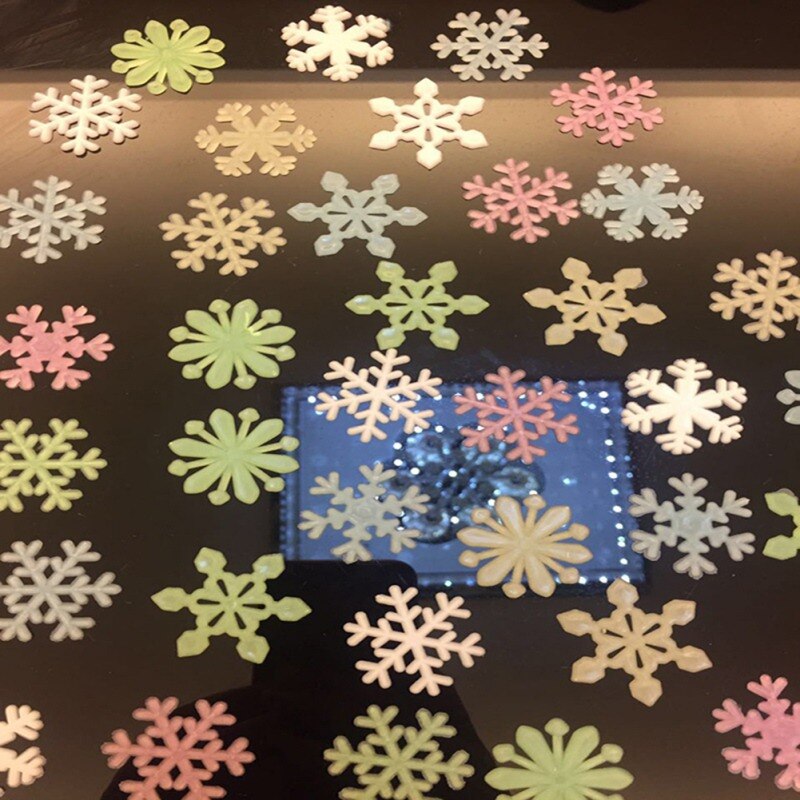 Glitter floco de neve adesivos parede do bebê decalque quarto dos miúdos decoração para casa cores estrelas luminosa fluorescente decoração para casa