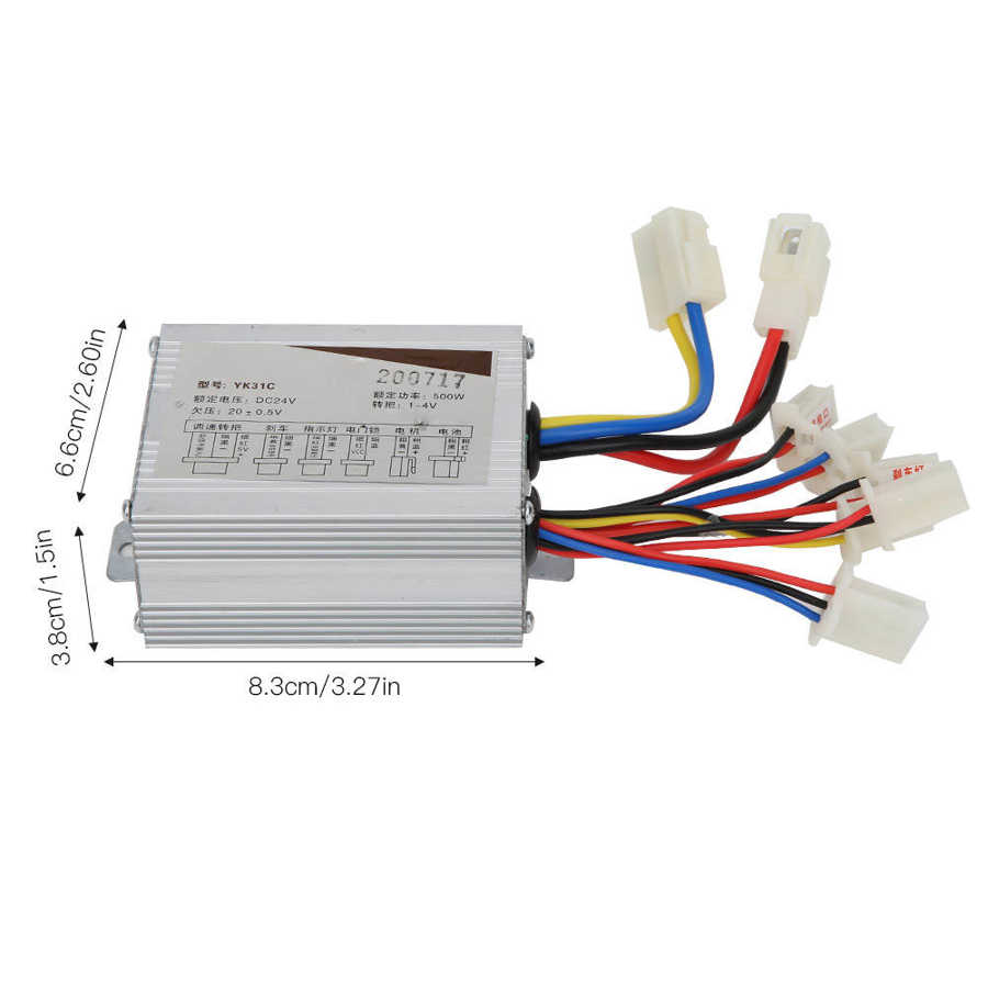 E-bike Motor Controller 24V 500W Universal Electric Bike Brush Controller with LCD Electric Quantity Display Throttle Handle Kit