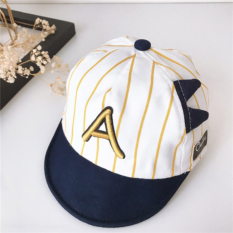 Primavera Verano gorro niño algodón carta a rayas bebé gorra de béisbol ajustable Niño sombrero bebé niño infantil playa tapa 1-2Y: yellow