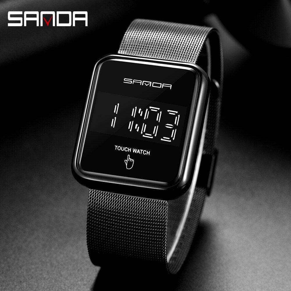 Sanda Mode Mannen Led Display Vierkante Touch Screen Digitale Horloges Waterdicht Outdoor Sport Horloge Voor Relogio Masculino