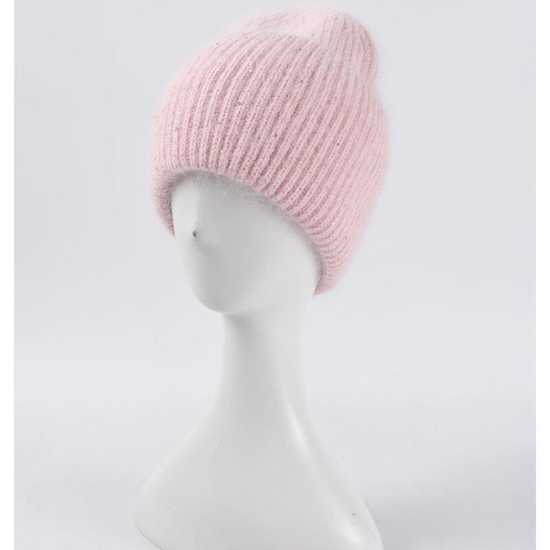 Unisex skullcap varmere luer vinter lue høstblandinger myk varm strikket lue herre dame luer gorro ski luer: Rosa